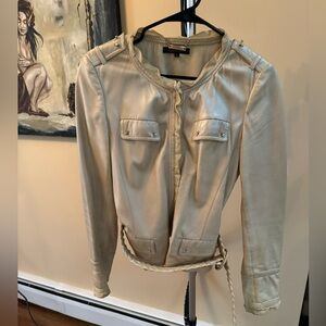 Roberto Cavalli leather beige jacket.